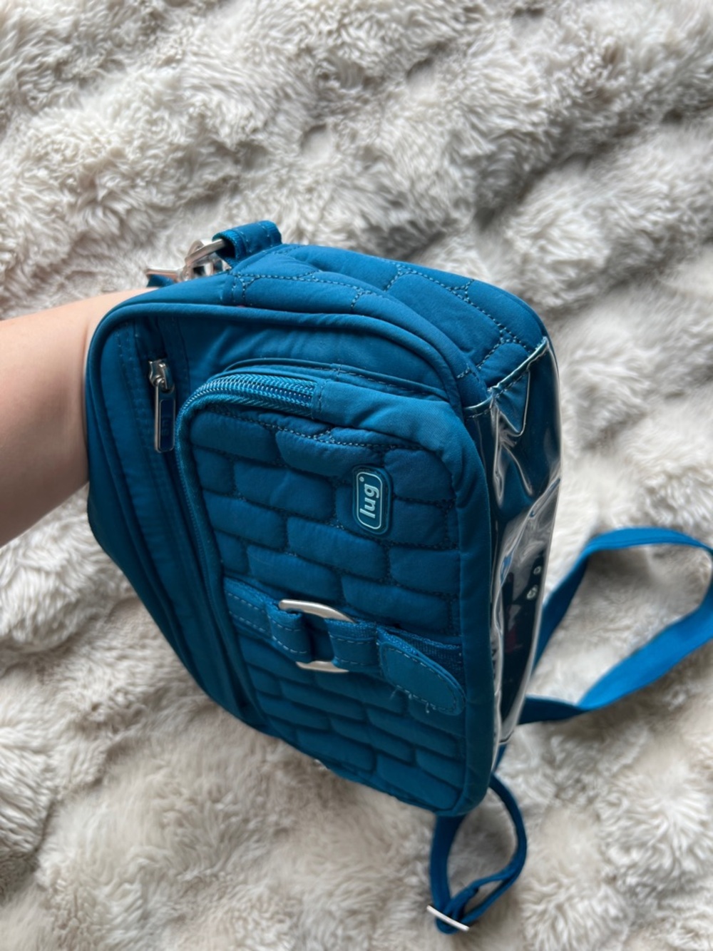 Lug Quilted Crossbody Bag Teal Blue Travel Purse Casual Summer Vacation Bag - Picture 9 of 13